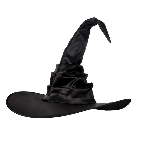 Witch Hat Hkoxplj Women Ruffled Bat Satin Witch Hat Oversized Wide Brim Halloween Costume Hat Elegant Gothic Cosplay Dress Up Hat Lightweight Festival Accessory for Halloween Masquerade Hat