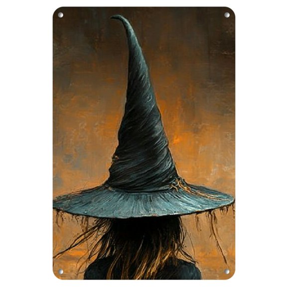 Witch Hat Iron Wall Art - 8x12" Indoor/Outdoor Decorative Sign, Perfect for Halloween & Christmas, Perfect for Room Decor
