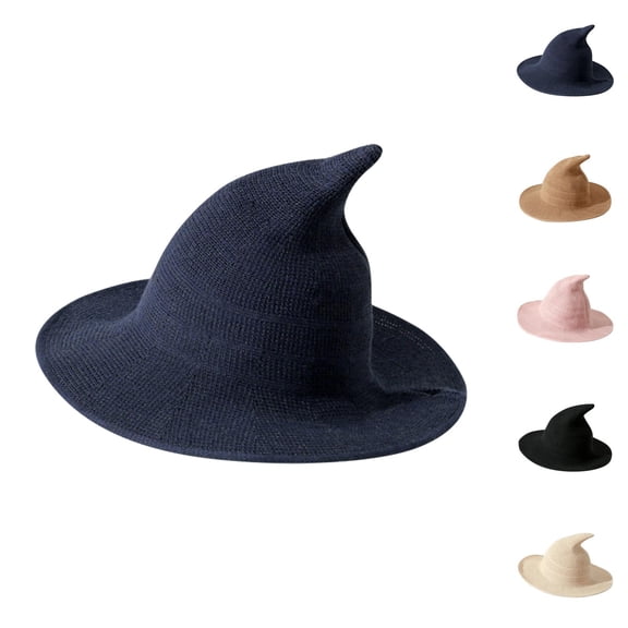 Witch Hat Knitted Cap for Women Large Brim Summer Sun Hat Masquerade Party Hats