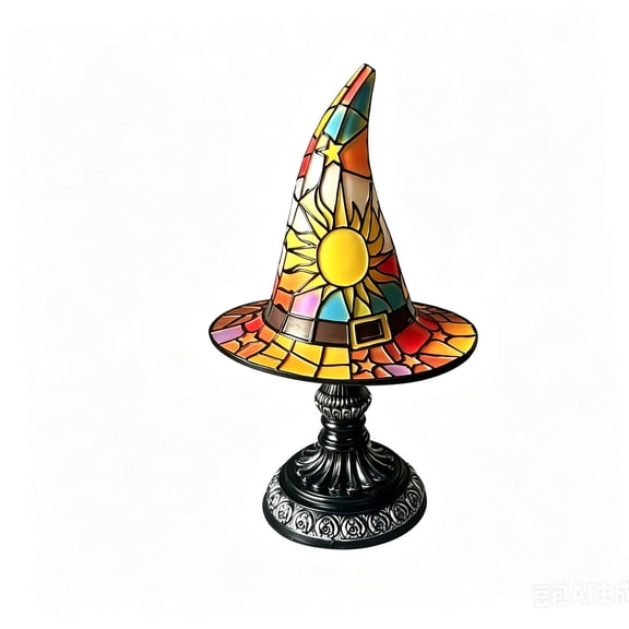 Witch Hat LED Table Lamp – 17cm USB Powered Decorative Night Light – Resin Halloween Holiday Decor
