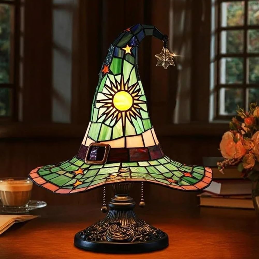 Witch Hat Lamp Stained Glass Resin Witch Hat Lights With Mystical witch-hat-lamp-stained-glass-resin-witch-hat-lights-with-mystical