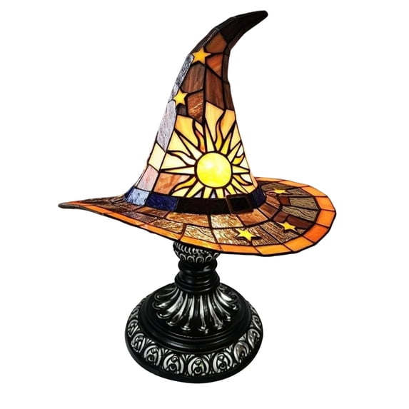 Witch Hat Lamp, Stained Handmade LED Table Lamp, Glowing Gothic Night ...