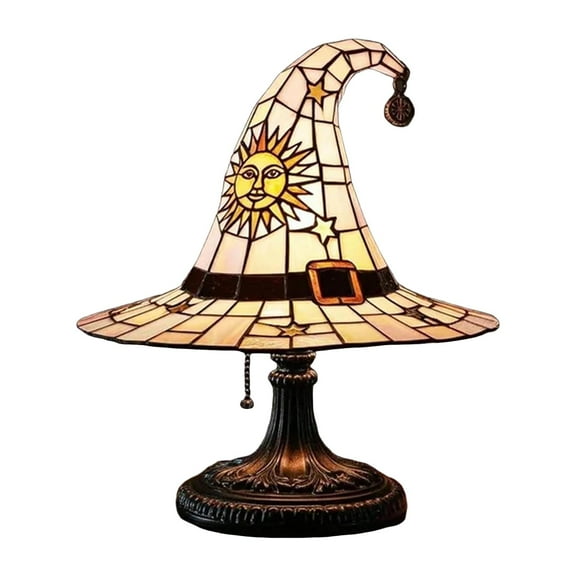 Witch Hat Lamps, Stained Gothic Wizard Hat Lights for Decor, Mystical Bedroom Ambiance & Wiccan Gifts