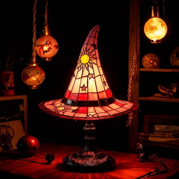 Witch Hat Lamps,Unique Nightstand Night Light,Halloween Glowing Witch Hat,Handmade Wizard Hat Shape Gothic Lamp,Witch Hat Lamp for Witchy Whimsy Gifts & Fantasy Enthusiasts