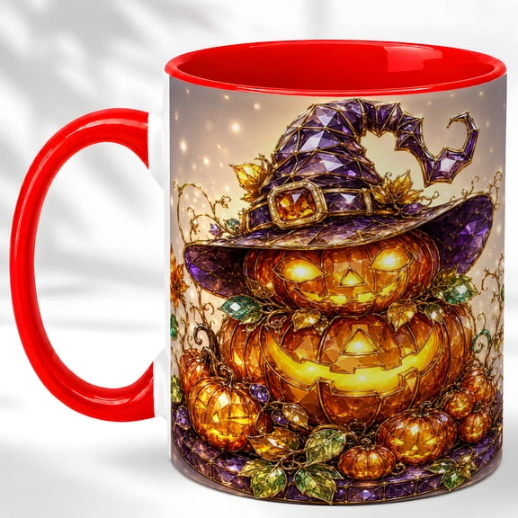 Witch Hat Pumpkin Coffee Mug, Halloween Pumpkin Mug, Ceramic 11 oz