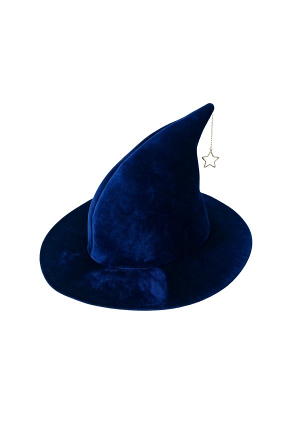 Witch Hat Star Pendant Pointed Wizard Hat Pleated Witch Hat Cosplay Costume for Women Halloween Accessories,One Size