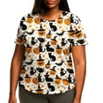 thumbnail image 1 of Witch Hat Stars Funny Graphic Tees for Women Plus Size Round Neck Short Sleeve Oversized Fall Tops Fall Shirts Multicolor M, 1 of 5