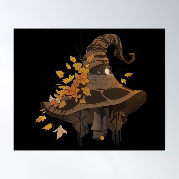 Witch Hat Sticker Poster Wall Art, Modern Wall Decor For Living Room Bedroom, 8x12 UNFRAMED
