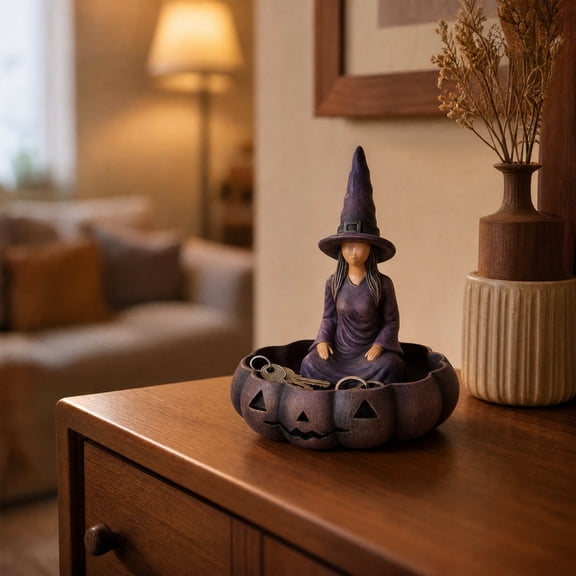 Witch Hat Storage Box, Halloween Decoration Ornament & Handicraft Gift, Functional Decorative Container for Keys, Jewelry & Trinkets, Witchy Vanity Organizer