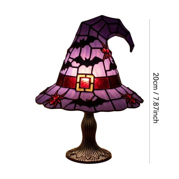 Witch Hat Table Lamp | Stained Witchs Hat Light Gothic Witch Hats Lamp | Halloween Tabletop Lamp Decor for Haunted House Bookshelf Dorm Dining Table Bedside Nightstand Kitchen Living Room