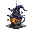 thumbnail image 1 of Witch Hat Tea Cup Wall Hook - Halloween Ornament & Functional Hanger - Acrylic Decor for Home/Party - 15x15cm Spooky Gift (Color as Shown), 1 of 4