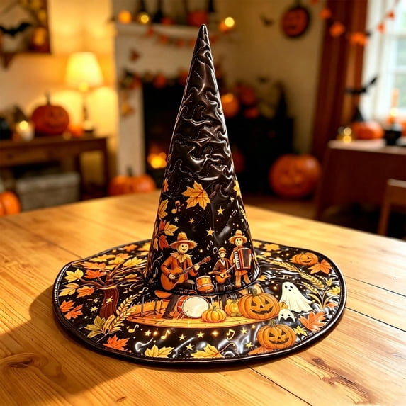 Witch Hat, Wizard Hat, Halloween Costumes for Adults,Funny Pumpkin Costume Accessory, Wide Brim Spire Cap, One Size Fits All for Cosplay Costume Daily Party Masquerade C