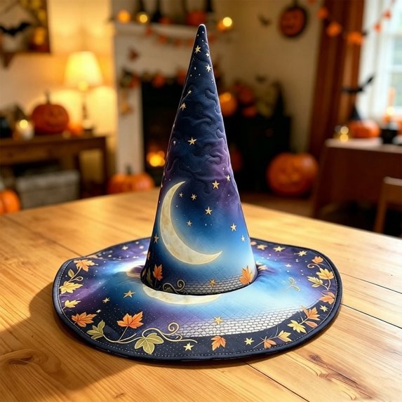 Witch Hat, Wizard Hat, Halloween Costumes for Adults,Funny Pumpkin Costume Accessory, Wide Brim Spire Cap, One Size Fits All for Cosplay Costume Daily Party Masquerade A