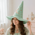 thumbnail image 1 of Witch Hat, Wizard Hat, Halloween Costumes for Adults，Personalized Costume Accessory, Wide Brim Spire Cap, One Size Fits All for Cosplay Costume Daily Party Masquerade Mint Green, 1 of 4