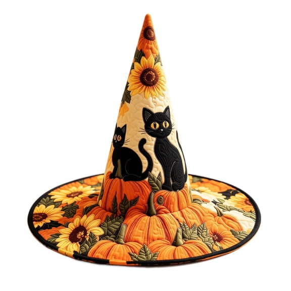 Witch Hat for Women, 3D Digital Print Halloween Costume Hat, Wide Brim Quilted Pointed Cone Hat, Great for Party Cosplay Dress Up and Festival Celebrations B