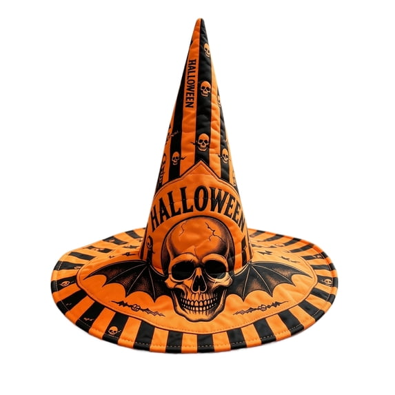 Witch Hat for Women, 3D Digital Print Quilted Halloween Costume Hat, Tall Pointed Cone with Wide Oversized Brim, Perfect for Party Dress Up Cosplay and Themed Events C