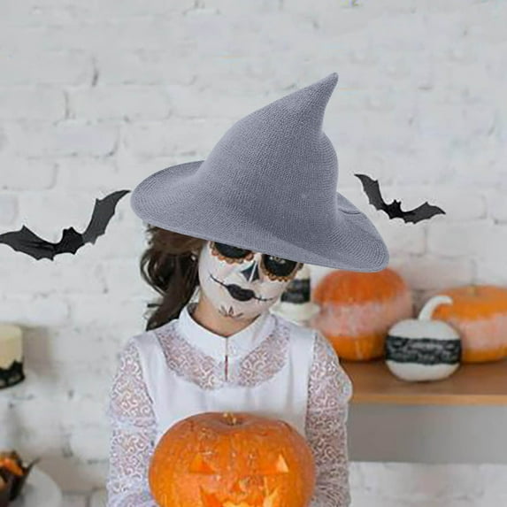 Witch Hat for Women Men Kids,Halloween Costume Accessories,Pointed Foldable Witch Hat with Adjustable Band,Cosplay Party Hat for Wizard Witches Halloween Party Decorations