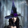 thumbnail image 1 of Witch Hat for Women Adult Witch Costume Halloween Gothic Hat with Veils Carnival Christmas Cosplay Party Accessory, 1 of 9