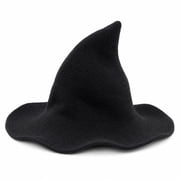 Witch Hat for Women Adult Witch accessories Knitted Witches Cap for Halloween Party Supplies Cosplay Daily Black