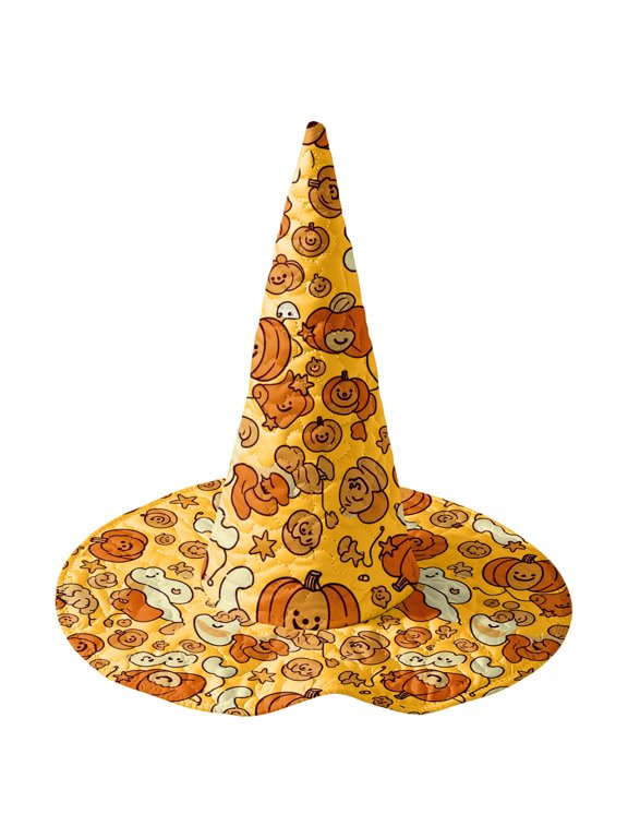 Witch Hat for Women, Halloween Costume Hat, High Pointed Wide Brim Cone Hat, Perfect for Party Dress Up and Costume Events Yellow