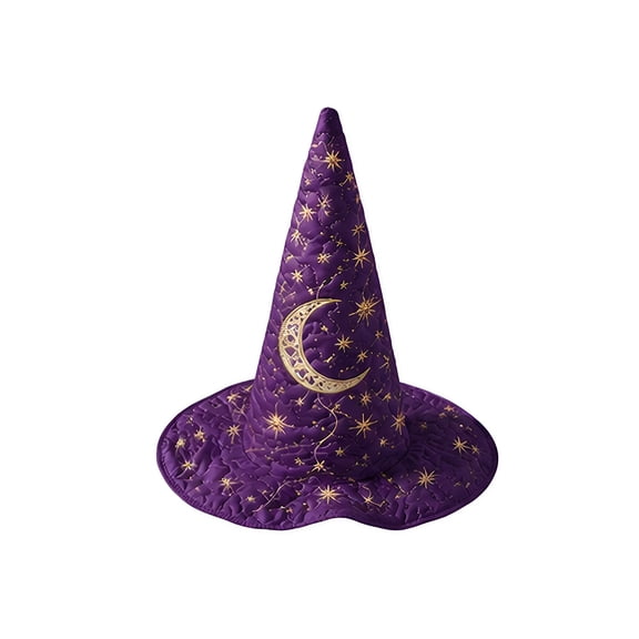 Witch Hat for Women, Halloween Costume Hat, Tall Pointed Wide Brim Quilted Cone, Perfect for Party Dress Up Cosplay and Seasonal Events Dark Purple