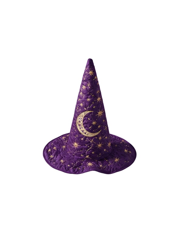 Witch Hat for Women, Halloween Costume Hat, Tall Pointed Wide Brim Quilted Cone, Perfect for Party Dress Up Cosplay and Seasonal Events Dark Purple