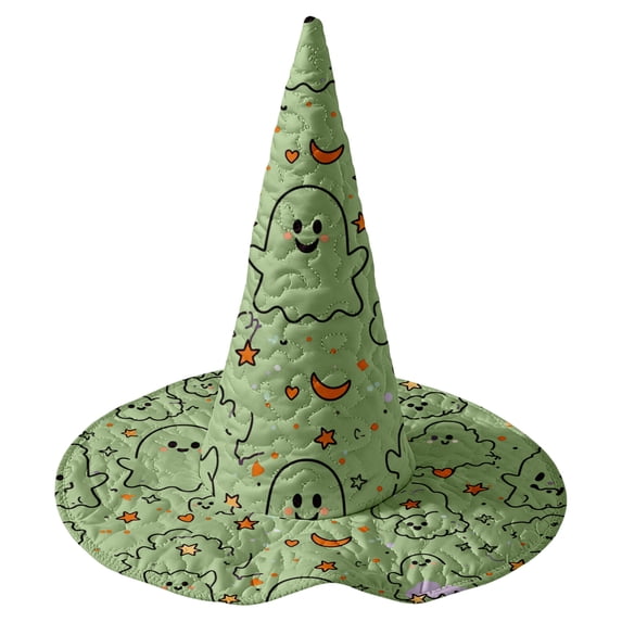 Witch Hat for Women, Halloween Party Costume Hat, Tall Pointed Wide Brim Quilted Cone, Great for Dress Up Cosplay and Festive Parties Mint Green
