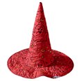 thumbnail image 1 of Witch Hat for Women, Halloween Party Costume Hat, Tall Pointed Wide Brim Quilted Cone, Great for Dress Up Cosplay and Festive Parties Red, 1 of 2