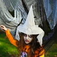 thumbnail image 1 of Witch Hat with Lace Face Cover 13 Inch Halloween Costume Accessory Adult Kids Party Decor Cosplay Witch Hat Orange Black White Green, 1 of 6