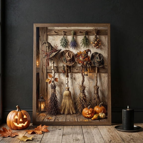 Witch Hats And Brooms Wall Art Print