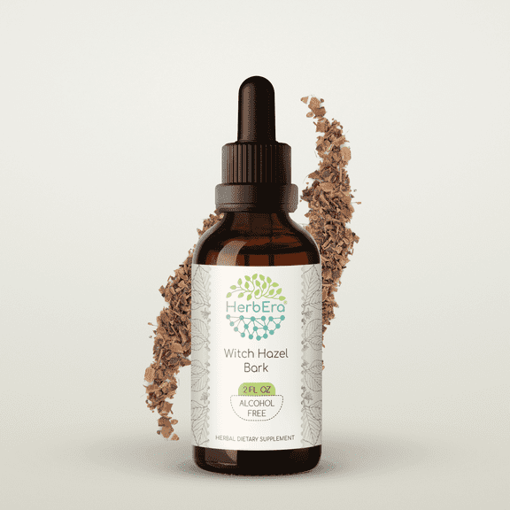 HerbEra Witch Hazel Bark Tincture, Herbal Dietary Supplement for Skin Health Support, Witch Hazel (Hamamelis virginiana) Dried Bark Extract, Natural, Alcohol-Free, Drops 2 oz