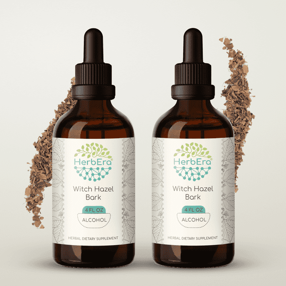 HerbEra Witch Hazel Bark Tincture, Herbal Dietary Supplement for Skin Health Support, Witch Hazel (Hamamelis virginiana) Dried Bark Extract, Natural, Alcohol Tincture, Drops 2x4 oz