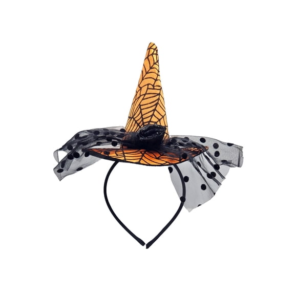 Witch Hat Headband Costume Accessory for Adults, Orange and Black, Halloween by Way To Celebrate