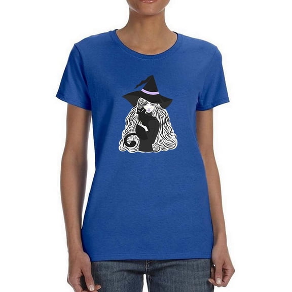 Witch Holding A Cat Shaped T-Shirt Women -Image by Shutterstock, Female Medium