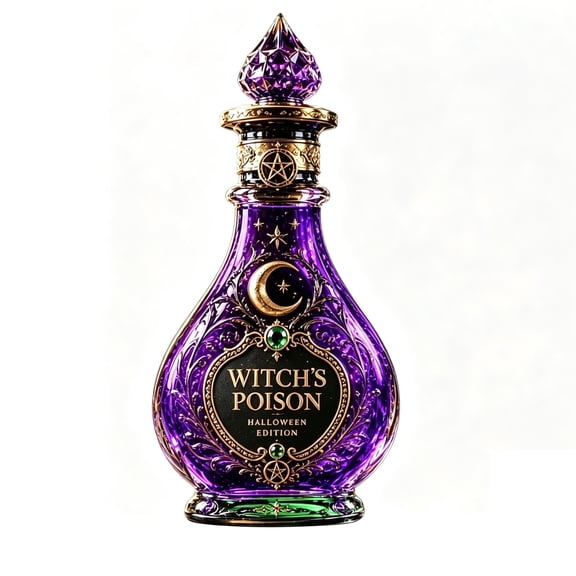 Witch-Inspired Mystical Crescent Moon Liquor Bottle, Witch’s Poison Halloween Liquor Whisky Bottle Spooky Potion Bottles Decoration for Halloween Party Bar Decor Fun Whisky Decanter