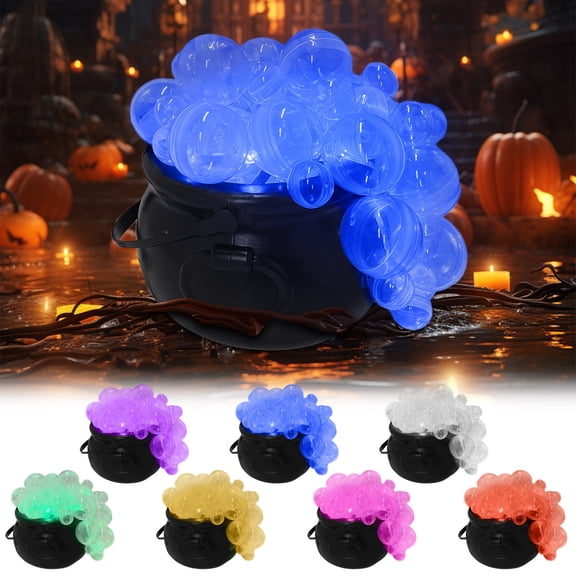 Witch Jar Bubbling Cauldron Set, Easy DIY Glowing Bubble Witch's Cauldron, Light up Witches Bubbling Cauldron, Bubbling Cauldron with Clear Ornaments, Halloween Party Indoor Witch Prop Decor