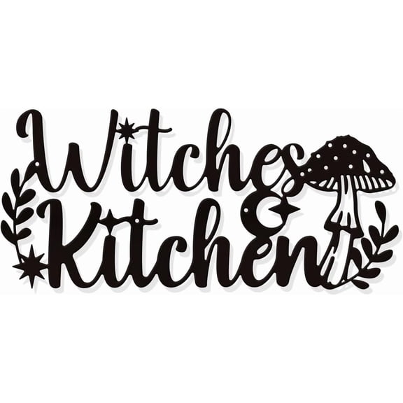 Witch Kitchen Metal Wall Decor Black Wall Hanging Decor Iron Silhouette Wall Art for Home Bedroom Living Room Garden Hotel Office Christmas Festival Decoration 5.411.8"