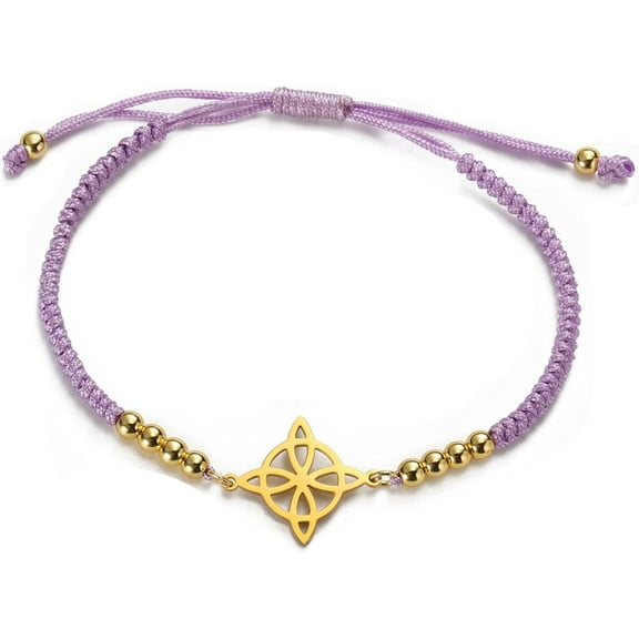 Witch Knot Bracelet Irish Trinity Celtic Knot Bracelet Handmade Braided Rope Lucky Red String Bracelet Adjustable Beaded Couple Triquetra Wiccan Amulet Jewelry