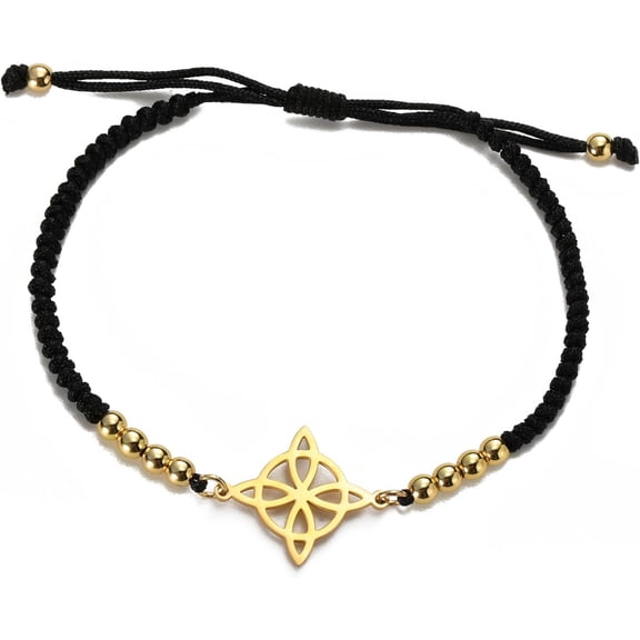 Witch Knot Bracelet Irish Trinity Celtic Knot Bracelet Handmade Braided Rope Lucky Red String Bracelet Adjustable Beaded Couple Triquetra Wiccan Amulet Jewelry