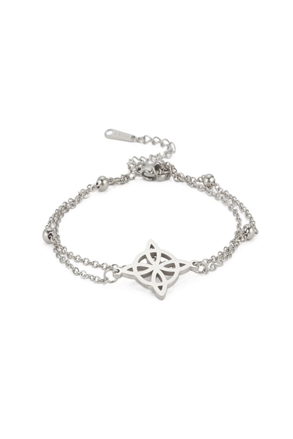 Witch Knot Bracelet for Women Vintage Amulet Bracelet Stainless Steel Double Layer Bead Chain