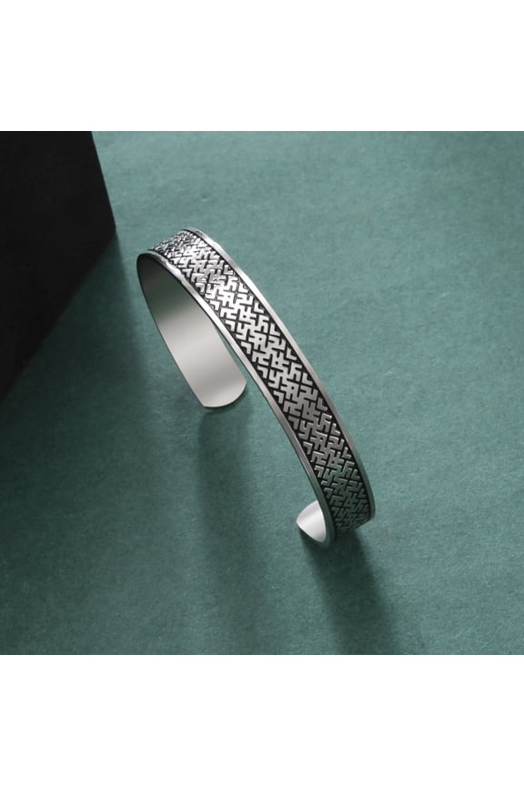 Witch Knot Cuff Bracelet Bangles 14K White Gold Viking Man Bracelet Irish Celtics Trinity Amulet Talisman Vintage Male Jewelry