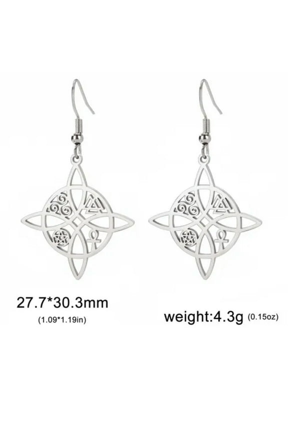 Witch Knot Drop Earrings Stainless Steel Ankh Cross Pentacle Earrings Jewelry
