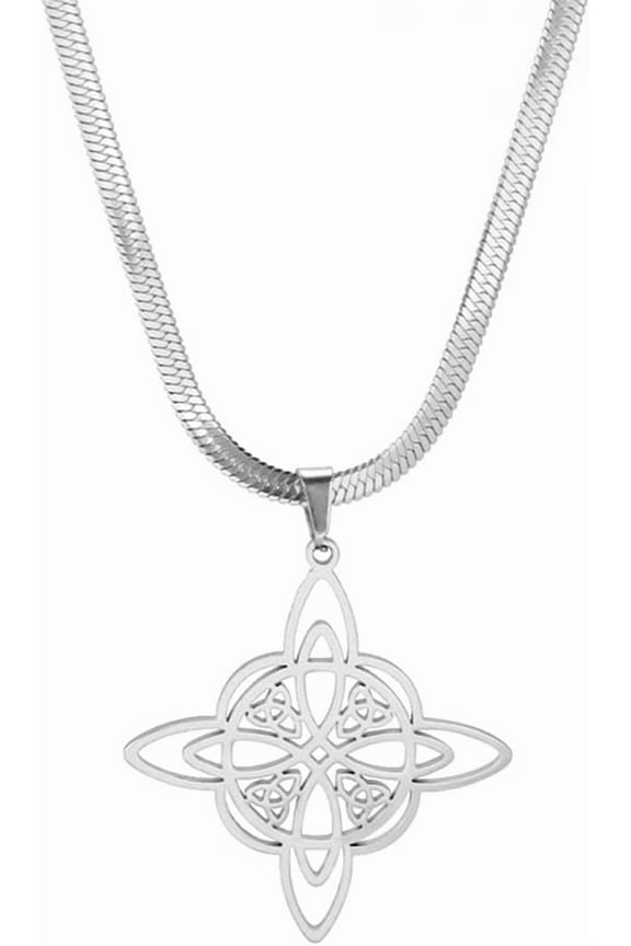 Witch Knot Necklace for Women Irish Celtic Knot Pendant Triquetra Trinity Triangle Knot Viking Jewelry Pagan Gift Clavicular Chain