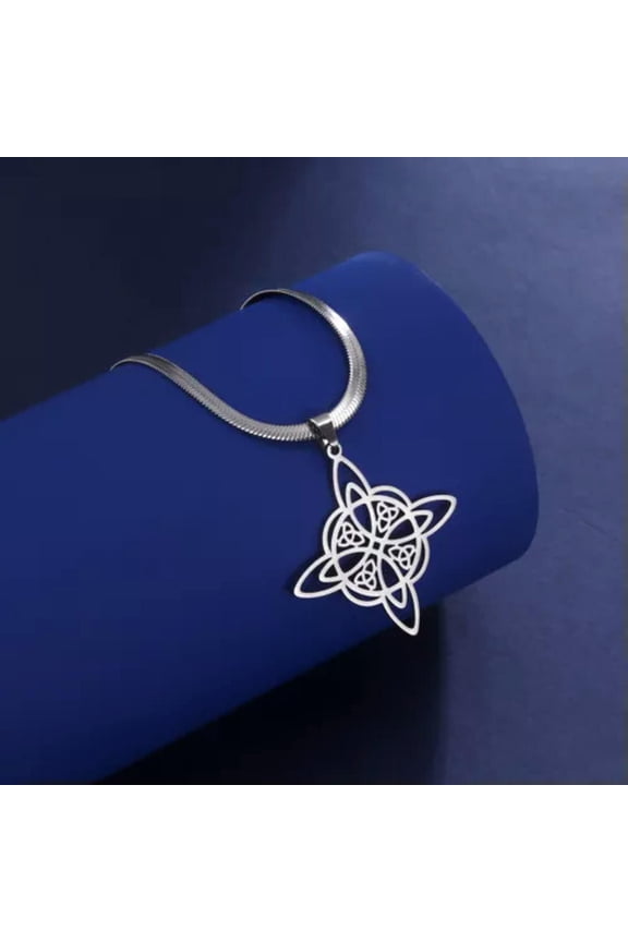 Witch Knot Snake Chain Necklace For Women Stainless Steel Choker Amulet Jewelry