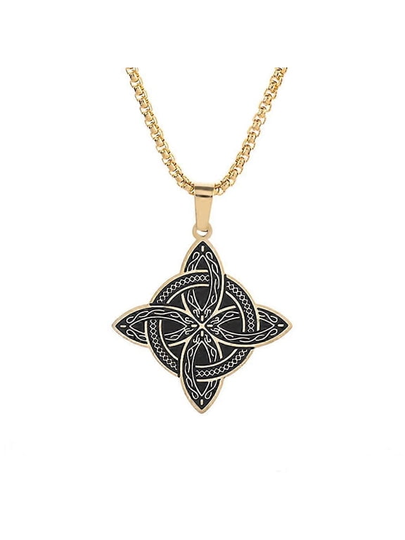 Witch Knot Stainless Steel Necklace Celtics Knot Wiccan Protective Amulet