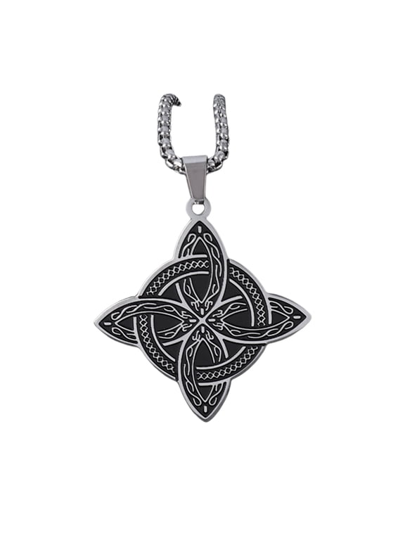 Witch Knot Stainless Steel Necklace Celtics Knot Wiccan Protective Amulet