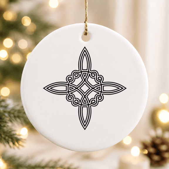 Witch Knot, Symbol, 4 Elements, Wicca, Mystic, Magic, Gothic Christmas Ornament, Halloween Fan Gift, Ceramic Ornament