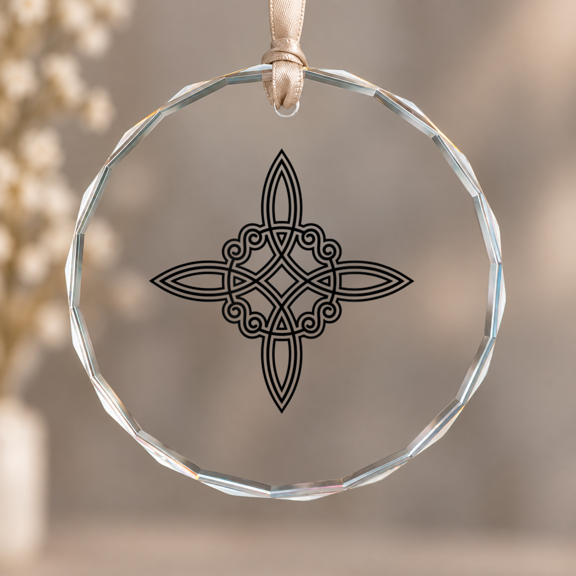 Witch Knot, Symbol, 4 Elements, Wicca, Mystic, Magic, Gothic Christmas Ornament, Halloween Fan Gift, Circle Glass Ornament