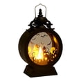 thumbnail image 1 of Witch LED Lantern, Black , 6.7" Battery Operated Light with Spooky Silhouette, Hanging & Tabletop Decor for Party, 1 of 7