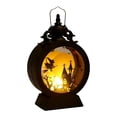 thumbnail image 1 of Witch LED Lantern, Black , 6.7" Battery Operated Light with Spooky Silhouette, Hanging & Tabletop Decor for Party, 1 of 8